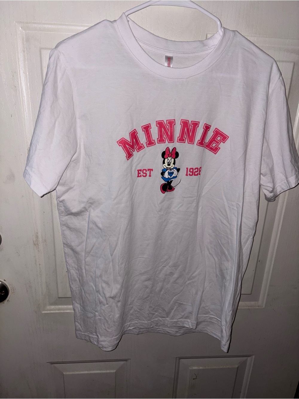 Source Unknown White Tee with Pink Minnie Graphic